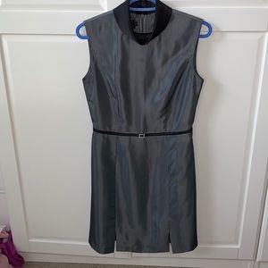 Dark grey high neck vintage formal mini dress